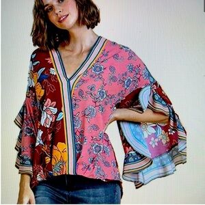 Umgee Floral Blouse Top